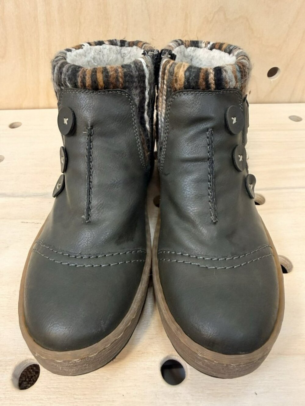 Rieker Women's Felicitas 59 Sherpa Lined Ankle Booties Size 41 Olive Green - Picture 9 of 15